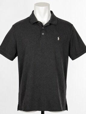 Polo by Ralph Lauren Charocal Men Polo Shirt Short Sleeve Pima Stretch Mesh XXL